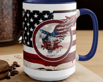 American Eagle Flag Coffee Mug - Patriotic Gift (15oz)