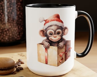 Christmas Chimp Coffee Mug: 15oz Chimpanzee Collector Gift