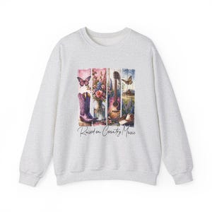 Raised on Country Music Crewneck Sweatshirt: Unisex Cotton-Blend Comfort