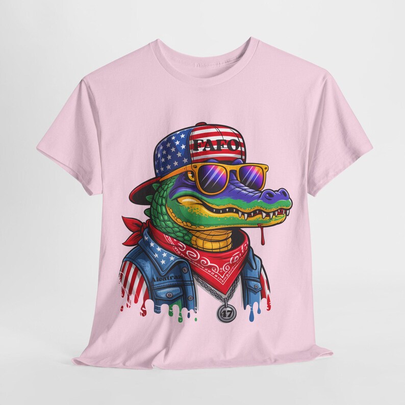 FAFO Patriotic Alligator Tee: USA Flag Graphic, Americana Wildlife image 4