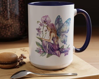 Purple Woodland Fairy Coffee Mug: Enchanted Forest Fantasy Decor