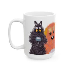 Whimsical Pet Portrait Ceramic Mug, Funny Dog Cat Lover Gift, Coffee Cup, Cute Animal Mug, Dog Coffee Mug