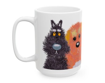 気まぐれなペットの肖像画マグカップ：面白い犬猫愛好家コーヒーカップ
