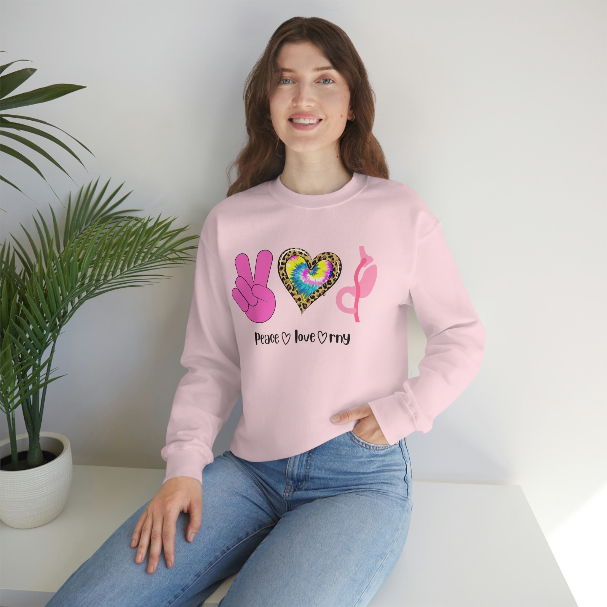 Peace Love RNY Gastric Bypass Bariatric Surgery Crewneck Sweatshirt ...