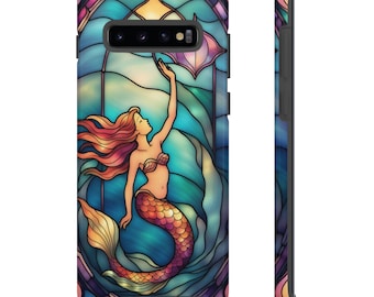 Stained Glass Mermaid Phone Case: Dual Layer Protective Cover