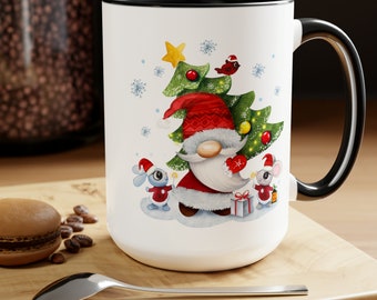 Christmas Santa Gnome Coffee Mug, 15oz Ceramic Mug
