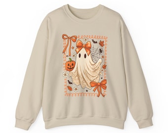 Cute Halloween Ghost Sweatshirt, Cozy Unisex Crewneck for Fall, Spooky Season, Trick or Treat, Autumn Style, Halloween Sweatshirt