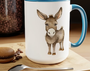 Cute Donkey Coffee Mug, 15oz Donkey Coffee Mug, Donkey Collector Gift, Donkey Lover Gift, Jackass Coffee Mug