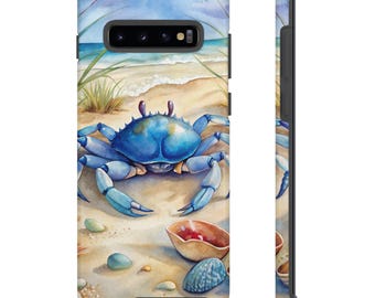 Blue Crab Phone Case: Tough Dual Layer, Beach Ocean Theme