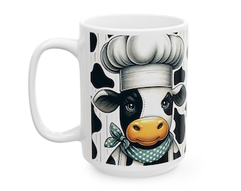 Cow Ceramic Coffee Mug: Gift for Bakers & Cow Lovers