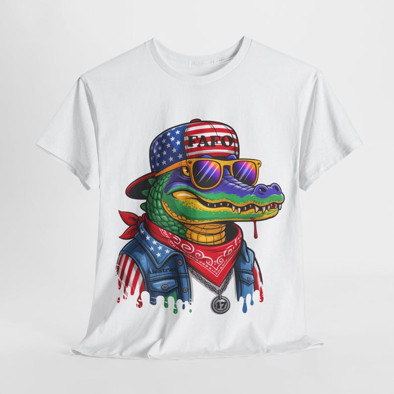 FAFO Patriotic Alligator Tee: USA Flag Graphic, Americana Wildlife image 2