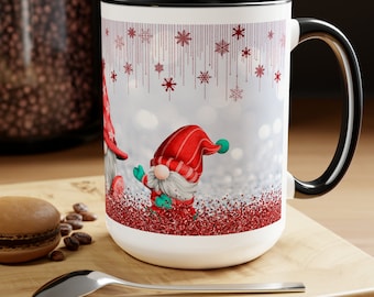 Cute Christmas Gnome Family Coffee Mug, 15oz Christmas Gnome Mug, Christmas Coffee Mug, Christmas Gift For Her Gnome Gonk Coffee Mug