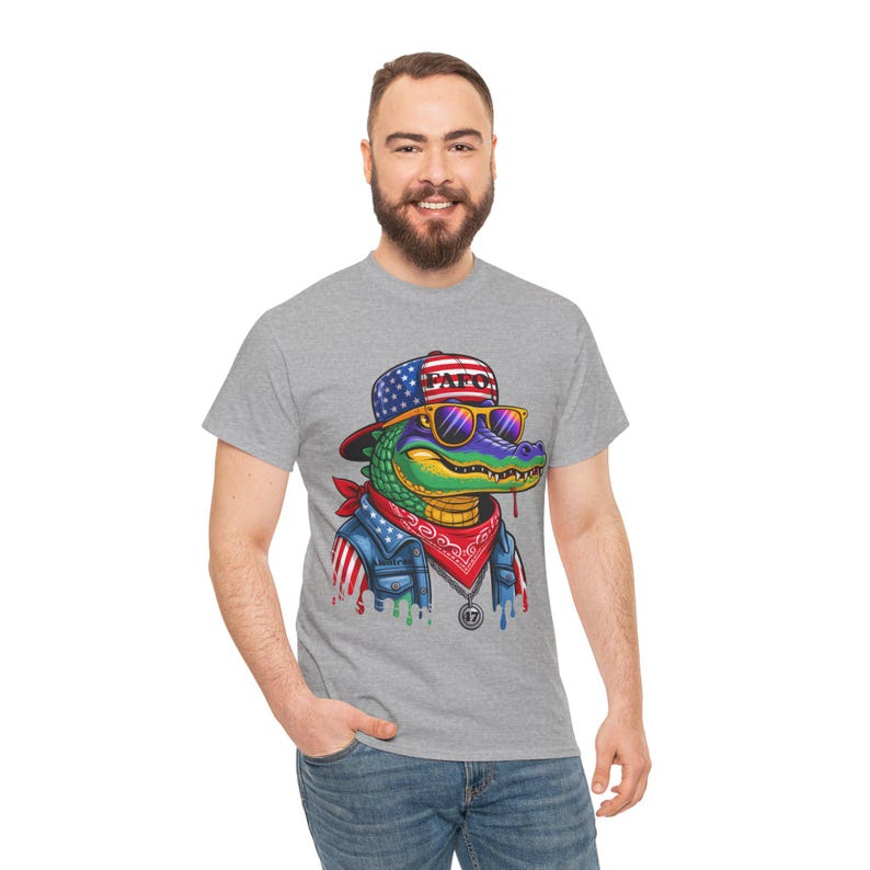 FAFO Patriotic Alligator Tee: USA Flag Graphic, Americana Wildlife image 8