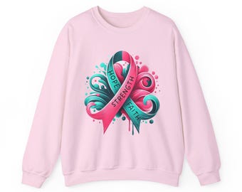 Hope Strength Faith Sweatshirt: Breast Cancer Awareness Crewneck