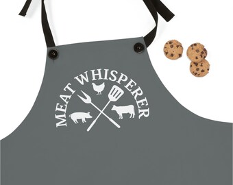 Funny BBQ Apron: Meat Whisperer Poly Twill Grilling Apron