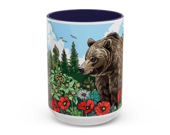 Watercolor Brown Bear Coffee Mug: Nature Lover Gift