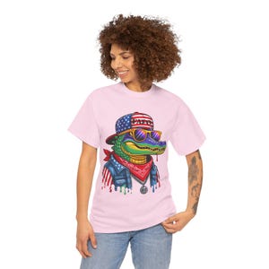 FAFO Patriotic Alligator Tee: USA Flag Graphic, Americana Wildlife image 9