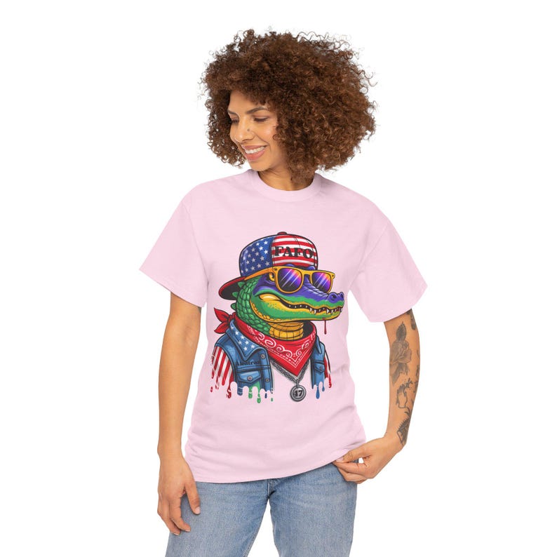 FAFO Patriotic Alligator Tee: USA Flag Graphic, Americana Wildlife image 9