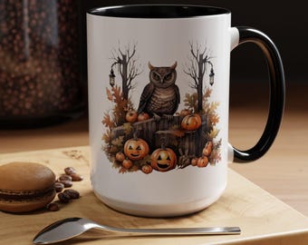 Spooky Owl Pumpkin Coffee Mug - Halloween Fall Decor