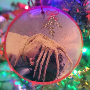 Under the Mistletoe with Facehugger  Horror Ornament