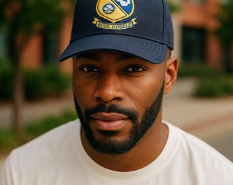 Blue Angels Crest Cap: Neon Embroidered US Navy Military Hat
