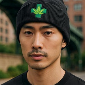 Cross marijuana beanie