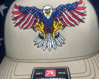USA Pride Embroidered Eagle Golf Cap - Patriotic USA veteran Patriotic Perfection: US eagle Flag Motif - custom Trucker hat, trucker cap