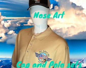B-52 Nose Art Polo Cap Set, Military Aviation Gift