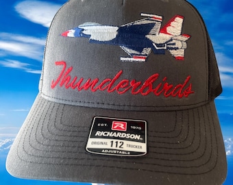 Thunderbirds F-16 Cap F16 Jet Hat Richardson 112FP  Snapback Patriotic Flyover Hat Military Gift Airshow headwear United States Air Force