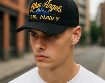 Blue Angels U.S. Navy Hat: Embroidered F-18 Jet, Richardson 112FP Cap, Custom Trucker hat, Trucker cap