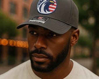 American Flag and Eagle Hat USA Flag Patch Trucker Cap Patriotic American Cap Veteran Gift 4th of July Hat custom Trucker hat, trucker cap