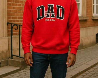 Custom Gildan Sweatshirt DAD Embroidery Personalized Gift Fathers Handmade applique 27 Colors Available Father's Day birthday gifts
