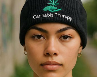 Gorro de punto de 12 pulgadas con terapia de marihuana, gorra bordada personalizada 420 time high times, ropa abrigada de invierno, regalo para él o ella.