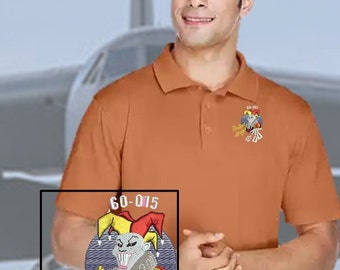 B-52 nose art Polo: Perfect Blend of Comfort, Durability, and Style. Left chest of this polo is elegantly embroidered with B-52 nose art.