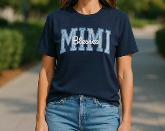 MIMI applique sweatshirt Mother's Day gift for Mom on Birthdays Custom made Gildan Sweatshirts 27 colors embroidery names neckline, sleeve.