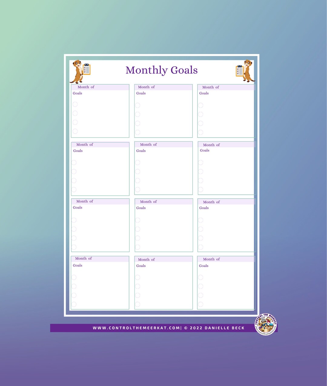 Monthly Goals Printable - Etsy
