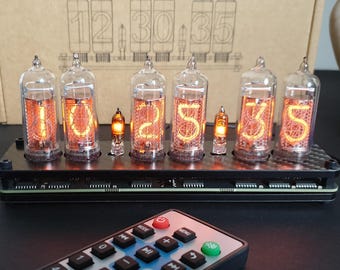 Nixie 6 Tube Clock: Steampunk Retro Desk decor. In-14 6 x tubes