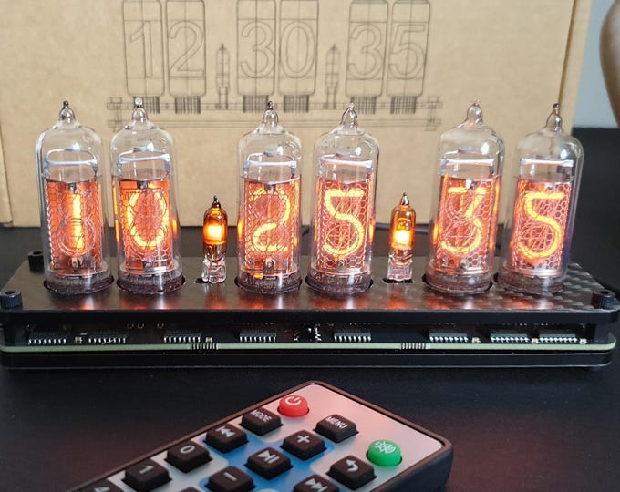 Nixie 6 Tube Clock: Steampunk Retro Desk decor. In-14 6 x tubes