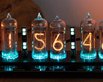 Nixie Tube Clock: Steampunk Retro Desk decor. Christmas present.