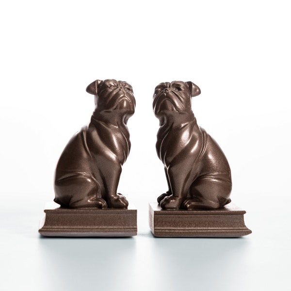 Set of 2 Bulldog Figurines - Adorable Animal Sculptures for Home Decor