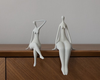 Handcrafted Two Women Figurine - Unique and Elegant Decorative Statue for Home or Office.