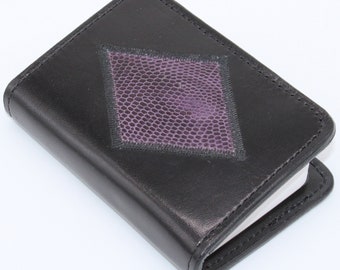 Black Goatskin with Purple Lizard Diamond Leather New Testament Wallet