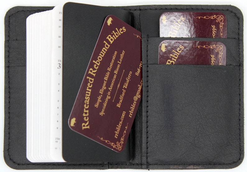 Black Goatskin / Purple Lizard Leather New Testament Wallet image 5