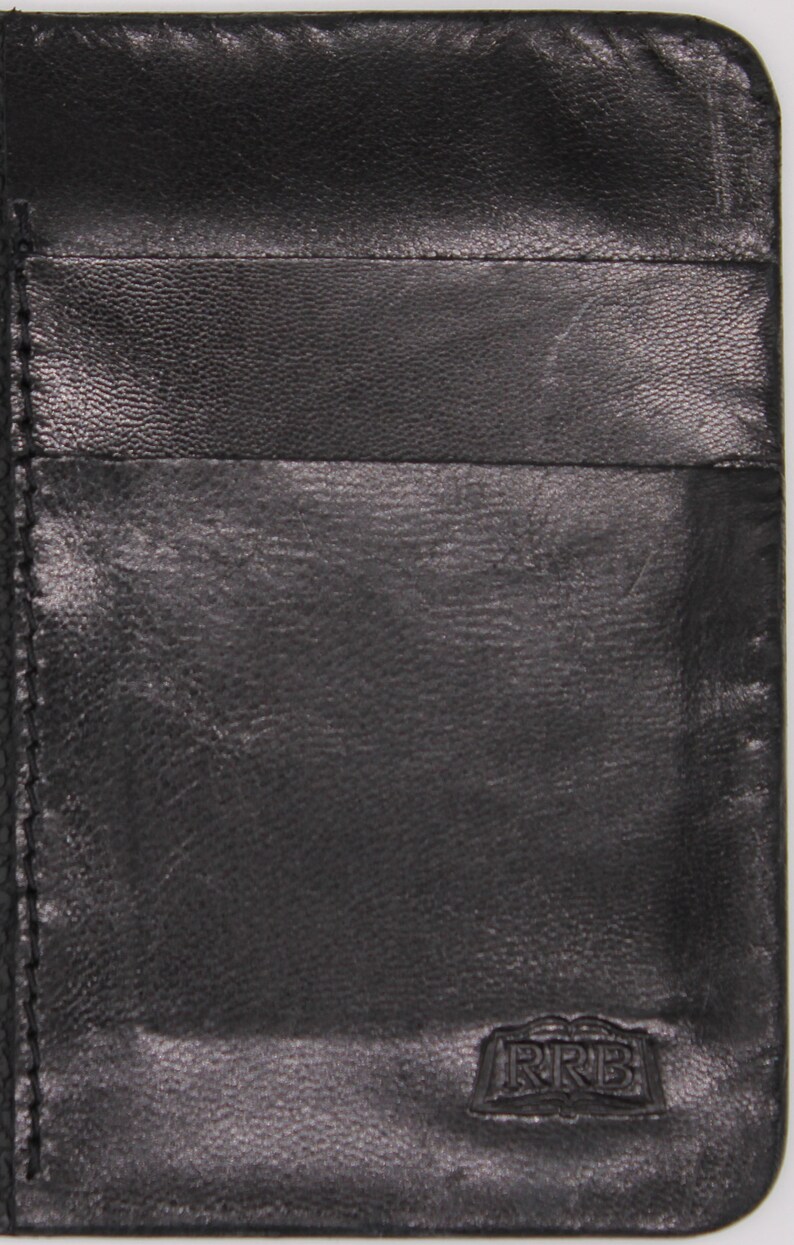 Black Goatskin / Purple Lizard Leather New Testament Wallet image 2