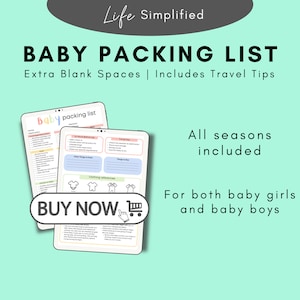 Toddler/baby packing list template, travel packing list, baby packing list, travel essentials, printable packing list, baby shower gift
