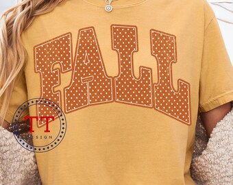 Herbstliche Polka-Dot-PNG-Grafik: Unifarbene, abgenutzte, Grunge-Sportbuchstaben, geschwungener Text, orangefarbenes Grafikdesign (Digitaler Download)