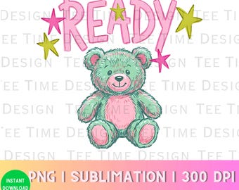 Ready Teddy png, Back to School Design, Trendy Pun Shirt, Bright Preppy (Digital Download)