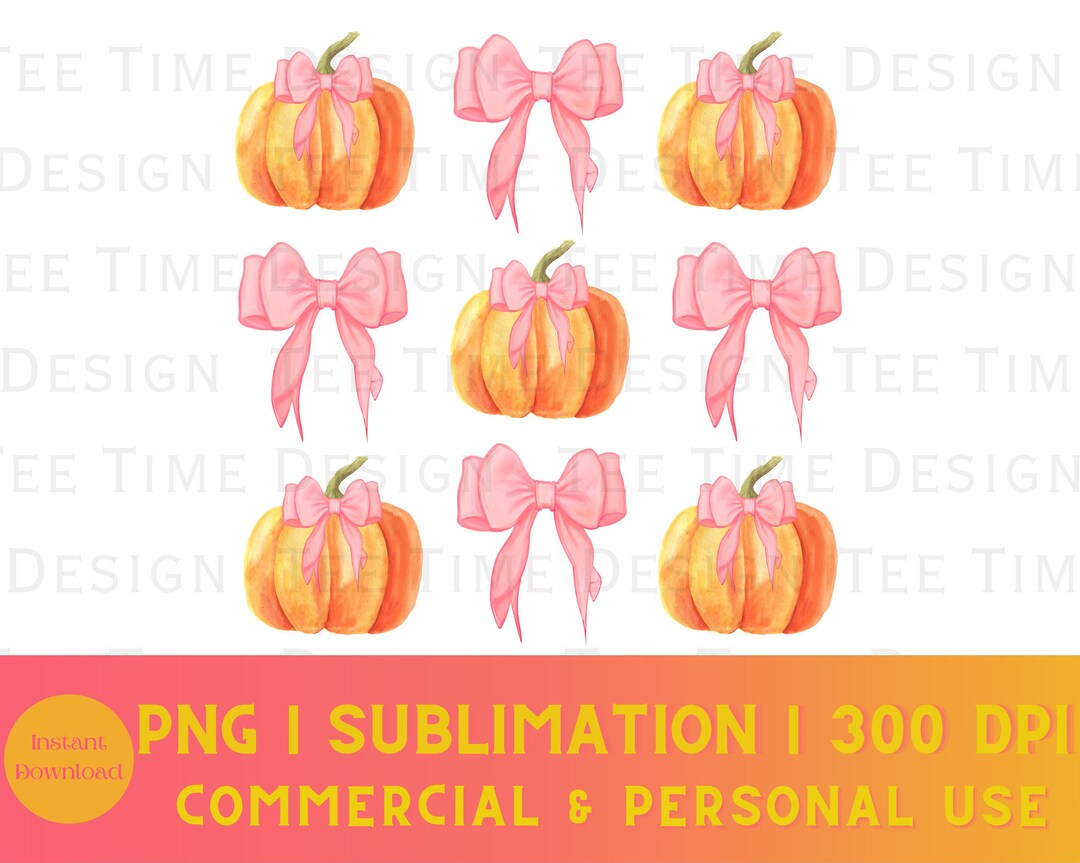 Coquette Pumpkins Pink Bow PNG, Fall Png, Trendy Coquette Pumpkin Png ...