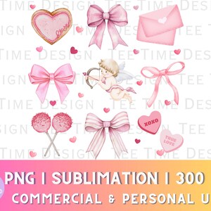 Laços de coquete de dia dos namorados PNG, guloseimas de dia dos namorados cupido cartas de amor corações de doces transferência de png de dia dos namorados na moda estética feminina de dia dos namorados