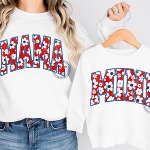 Mini png floral vermelho desgastado, Mama retrô PNG, Design Grandmillenial Trendy Boho DTF png, png preppy, design americano retrô grunge